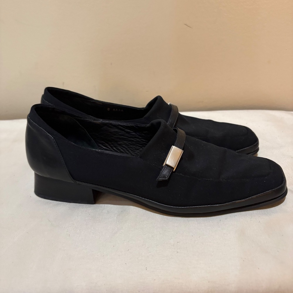 Rangoni Firenze Made in Italy Black Loafer Heels Women's Shoes Size 8 AAAA